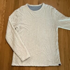 Faherty MKC0111-IBL Men's Reversible Crew Ivory Blue Cotton‎ Pullover S